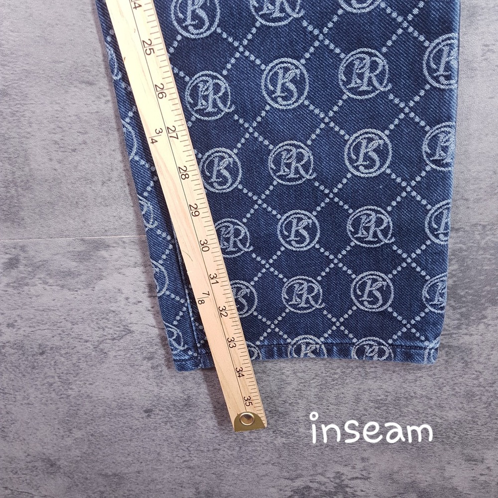 PRPS Demon Slim Straight Monogram Jeans Mens 36x34 Indigo Blue E107P213P - Picture 8 of 8